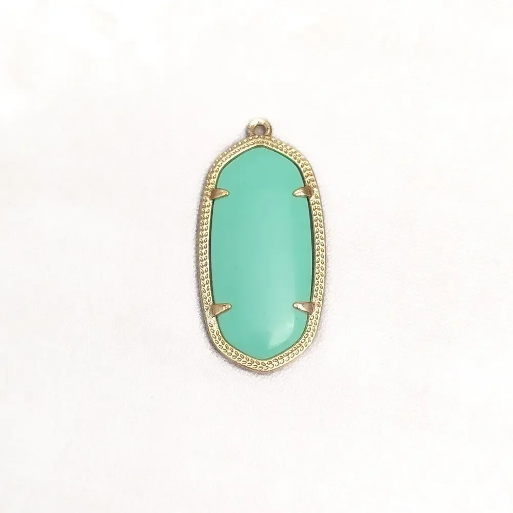 Mint Green & Gold Tone Pendant - Just Over 1.5
